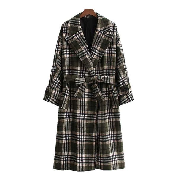women's wool & blends zxqj elegant women plaid long outercoat 2021 fashion office ladies turn down collar belt outerwear causal female, Black
women's wool & blends zxqj elegant women plaid long outercoat 2021 fashion office ladies turn down collar belt outerwear causal female, Black