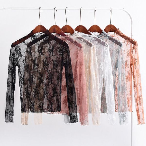 womens blouses summer spring see through mesh basic long sleeve blouse mock neck embroidered regular floral lace loose pullover, White
womens blouses summer spring see through mesh basic long sleeve blouse mock neck embroidered regular floral lace loose pullover, White