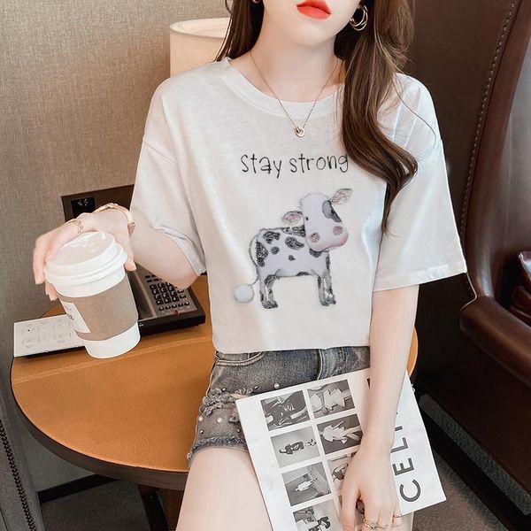 women's t-shirt pnl real s spot cotton nn south korea 2021 spring and summer age reduction cute cow short sleeve female, White
women's t-shirt pnl real s spot cotton nn south korea 2021 spring and summer age reduction cute cow short sleeve female, White