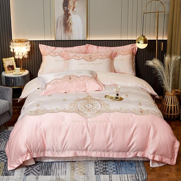 bedding sets luxury pink satin cotton bohemia embroidery set soft silky duvet cover bed linen fitted sheet pillowcases home textiles
bedding sets luxury pink satin cotton bohemia embroidery set soft silky duvet cover bed linen fitted sheet pillowcases home textiles
