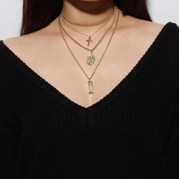 spaloria vintage boho layered cross virgin mary pendant necklace for women fashion punk choker gold long chain catholic jewelry necklaces, Silver
spaloria vintage boho layered cross virgin mary pendant necklace for women fashion punk choker gold long chain catholic jewelry necklaces, Silver