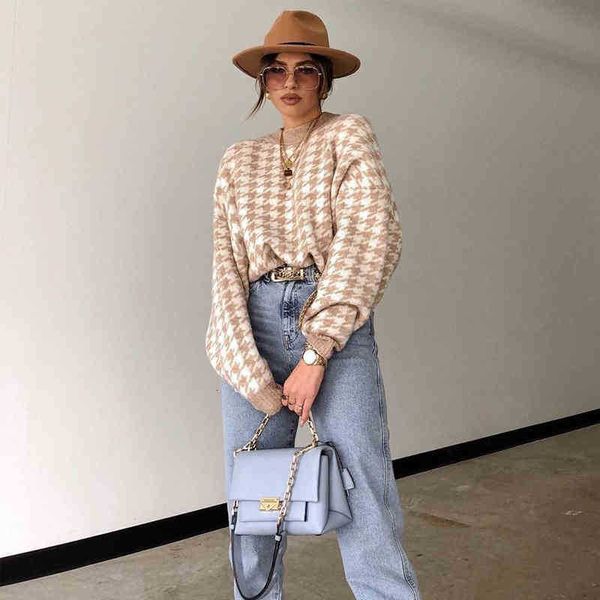 women's sweaters sweaters geometric khaki winter streetwear elegant houndstooth autumn fashion knitted pullovers women sw 1wx2, White;black
women's sweaters sweaters geometric khaki winter streetwear elegant houndstooth autumn fashion knitted pullovers women sw 1wx2, White;black