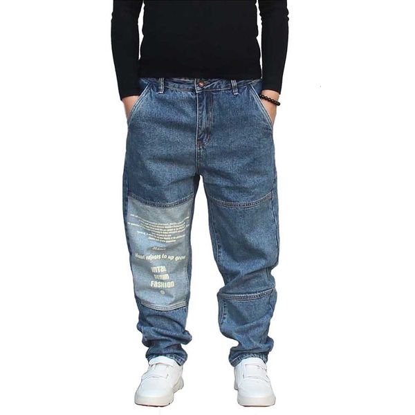 men's jeans fashion hiphop harem casual denim pants knee patchwork trousers loose baggy streetwear clothing l8l4, Blue
men's jeans fashion hiphop harem casual denim pants knee patchwork trousers loose baggy streetwear clothing l8l4, Blue
