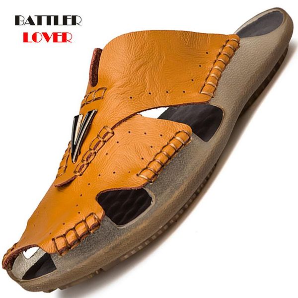 slippers genuine leather non-slip men beach sandals comfortable summer shoes mens classics flip flops, Black
slippers genuine leather non-slip men beach sandals comfortable summer shoes mens classics flip flops, Black