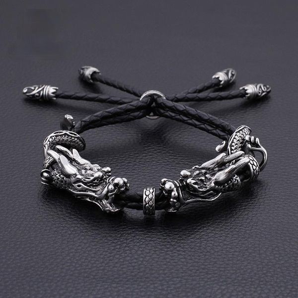 charm bracelets double layer wrap leather adjustable bracelet men stainless steel animal dragon heads rock jewelry, Golden;silver
charm bracelets double layer wrap leather adjustable bracelet men stainless steel animal dragon heads rock jewelry, Golden;silver