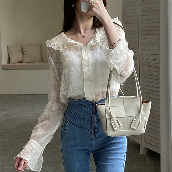 fashion thin shirt ruffle sunscreen slim light all match women office lady streetwear blouses 210421, White
fashion thin shirt ruffle sunscreen slim light all match women office lady streetwear blouses 210421, White