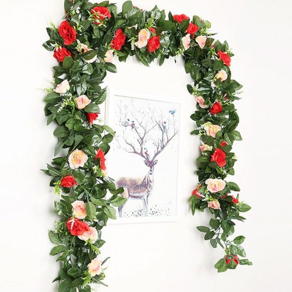 decorative flowers & wreaths heads 240cm silk roses artificial vine with fake green leaves home for wedding decoration diy hanging garland
decorative flowers & wreaths heads 240cm silk roses artificial vine with fake green leaves home for wedding decoration diy hanging garland