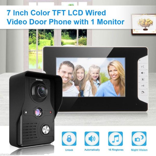 7" tft wired doorbell video intercom door phone system hd ir camera phones 
7" tft wired doorbell video intercom door phone system hd ir camera phones