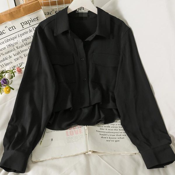 women's blouses & shirts korean version of the front short back long irregular lapel loose blouse female 2021 autumn all-match blusa sm, White
women's blouses & shirts korean version of the front short back long irregular lapel loose blouse female 2021 autumn all-match blusa sm, White
