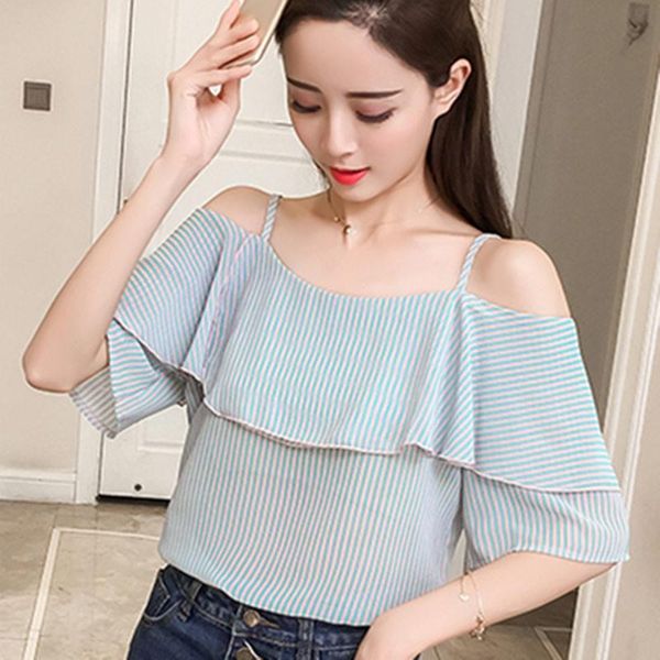women's blouses & shirts 2021 summer women chiffon blouse shirt off the shoulder ruffle ladies short sleeve fashion striped blusa femi, White
women's blouses & shirts 2021 summer women chiffon blouse shirt off the shoulder ruffle ladies short sleeve fashion striped blusa femi, White