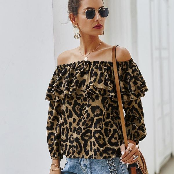 women's blouses & shirts women leopard long sleeve off shoulder blouse loose ol shirt casual ruffles clubwear playa blusas femininas e, White
women's blouses & shirts women leopard long sleeve off shoulder blouse loose ol shirt casual ruffles clubwear playa blusas femininas e, White