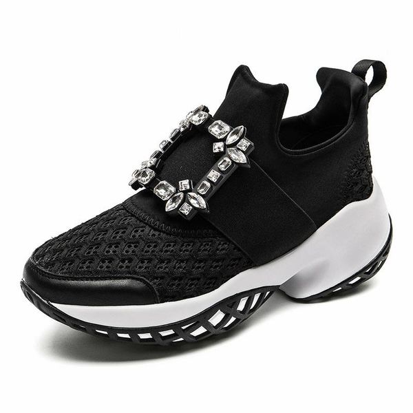 dress shoes 2021 women's platform sneakers crystal buckle air mesh thick vulcanized casual, Black
dress shoes 2021 women's platform sneakers crystal buckle air mesh thick vulcanized casual, Black
