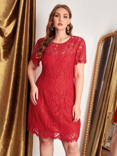 plus floral lace overlay dress a1fp#, Black