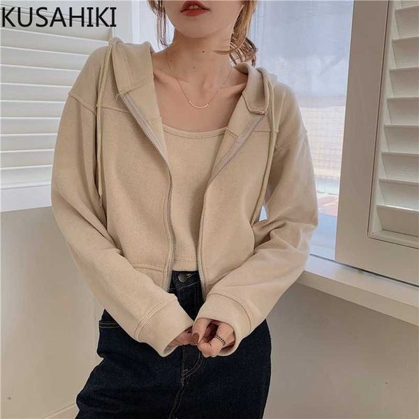 kusahiki spring women 2pieces sets causal long sleeve hooded short coat + slim basic sling vest korean jacket 210602, Black;brown
kusahiki spring women 2pieces sets causal long sleeve hooded short coat + slim basic sling vest korean jacket 210602, Black;brown