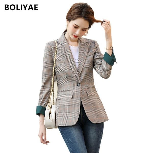 boliyae fashion business plaid suits women office ladies long sleeve spring and autumn casual blazer za temperament jacket 211019, White;black
boliyae fashion business plaid suits women office ladies long sleeve spring and autumn casual blazer za temperament jacket 211019, White;black