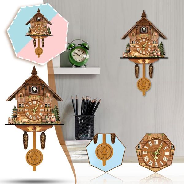 wall clocks cuckoo clock chime alarm retro wooden living room