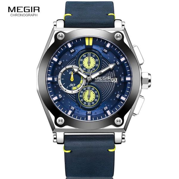 wristwatches megir chronograph quartz watches men leather strap military casual sports wristwatch man waterproof relogios relojes 2098 blue, Slivery;brown
wristwatches megir chronograph quartz watches men leather strap military casual sports wristwatch man waterproof relogios relojes 2098 blue, Slivery;brown