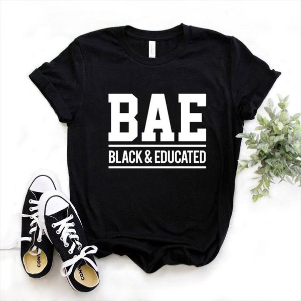 and women bae black educated men t shirt letters print short sleeve o neck loose ladies causal tee, White;black
and women bae black educated men t shirt letters print short sleeve o neck loose ladies causal tee, White;black