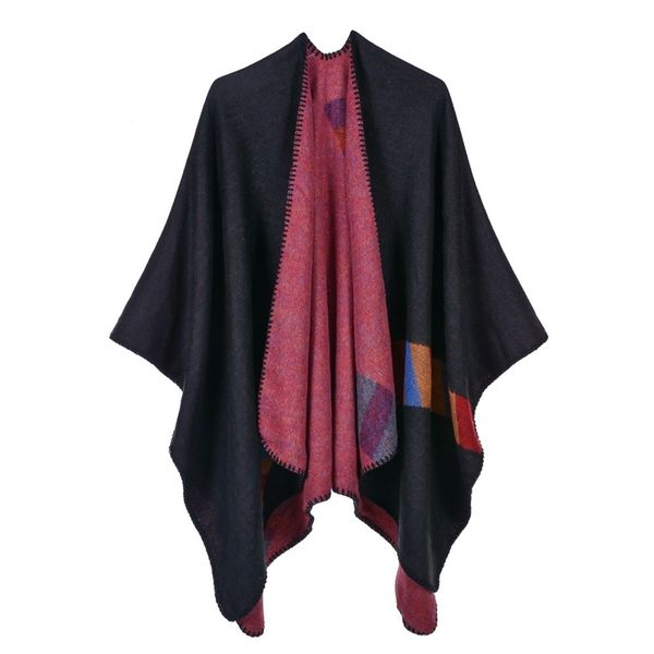 monochrome female autumn and winter warm british style color bar to increase imitation cashmere shawl cape 210427, White;black
monochrome female autumn and winter warm british style color bar to increase imitation cashmere shawl cape 210427, White;black