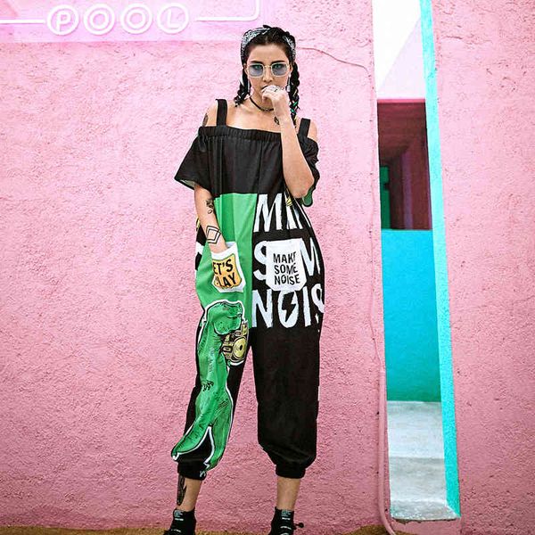 pants summer dress cropped tide brand large size dinosaur women's hip-hop sling jumpsuit rock casual pants, Black;white
pants summer dress cropped tide brand large size dinosaur women's hip-hop sling jumpsuit rock casual pants, Black;white