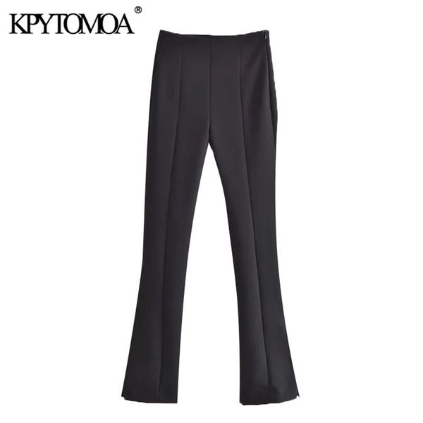 women chic fashion with side vents flare pants high waist zipper female trousers mujer 210420, Black;white
women chic fashion with side vents flare pants high waist zipper female trousers mujer 210420, Black;white