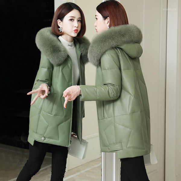 haining fur coat, leather down jacket, women's medium length, winter 2021 collar, hat and thickened coat & faux, Black
haining fur coat, leather down jacket, women's medium length, winter 2021 collar, hat and thickened coat & faux, Black