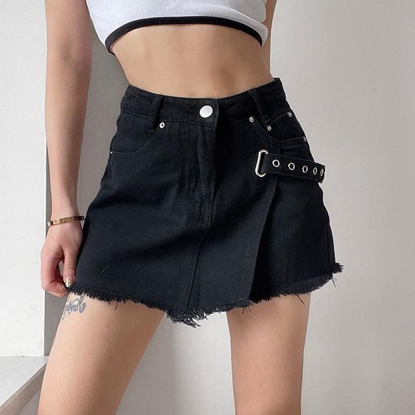 skirts style women's retro metal buckle fur shaved side street denim a-line skirt, Black
skirts style women's retro metal buckle fur shaved side street denim a-line skirt, Black