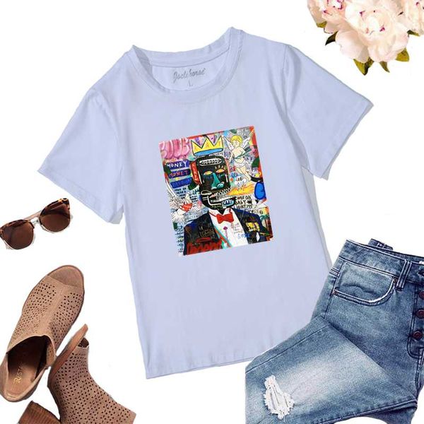 women's t-shirt summer fashion funny art graffiti trend t-shirts vintage good quality, White
women's t-shirt summer fashion funny art graffiti trend t-shirts vintage good quality, White
