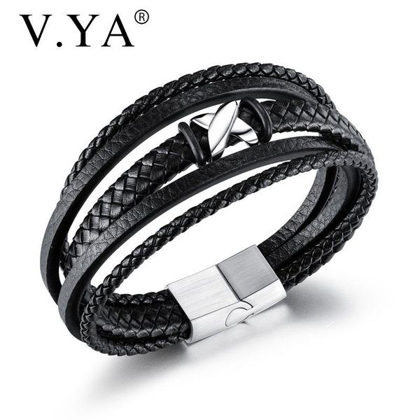 link, chain v.ya fashion multilayer weaving leather bracelet stainless steel x shaped bracelets bangle for friend gift, Black
link, chain v.ya fashion multilayer weaving leather bracelet stainless steel x shaped bracelets bangle for friend gift, Black