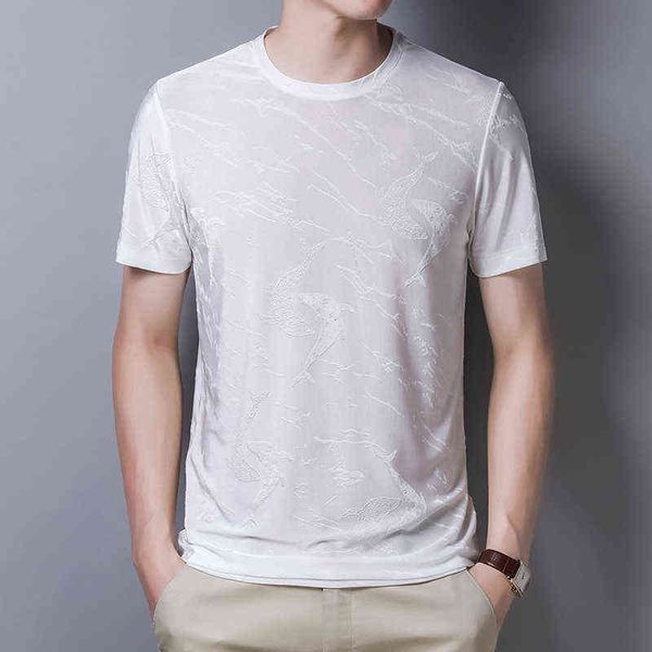 2021 summer middle-aged men's short sleeve round neck simulated silk jacquard dad's t-shirt, White;black
2021 summer middle-aged men's short sleeve round neck simulated silk jacquard dad's t-shirt, White;black