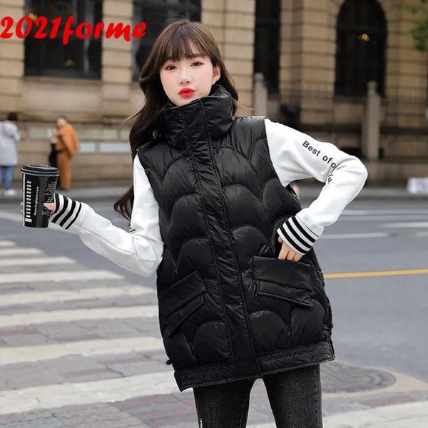 women's vests 2021 winter cotton padded vest black pink beige stand collar for women sleeveless jackets coat solid waistcoat, Black;white
women's vests 2021 winter cotton padded vest black pink beige stand collar for women sleeveless jackets coat solid waistcoat, Black;white