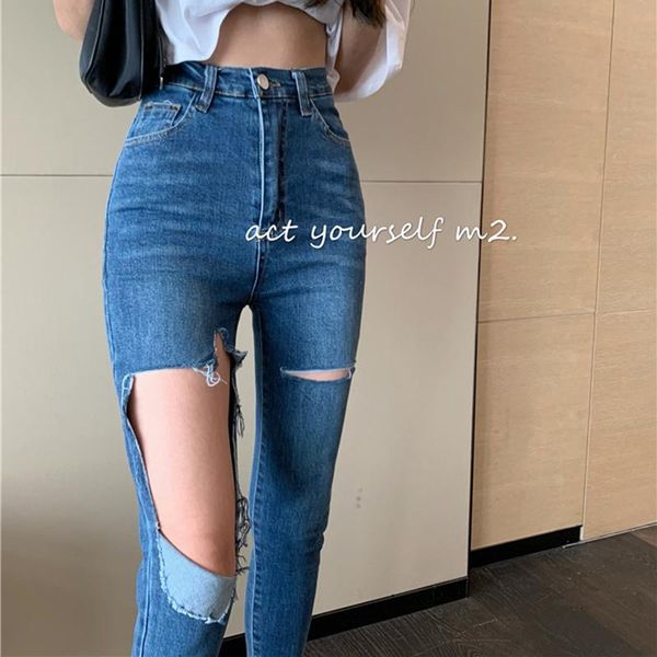 women's jeans women's big holes, high waist and thin tight leggings, dark pencil pants in summer 2021, Blue
women's jeans women's big holes, high waist and thin tight leggings, dark pencil pants in summer 2021, Blue