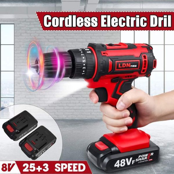 professiona electric drills 48v drill impact cordless screwdriver 25+3 torque mini power tools with 2 rechargeable battery
professiona electric drills 48v drill impact cordless screwdriver 25+3 torque mini power tools with 2 rechargeable battery