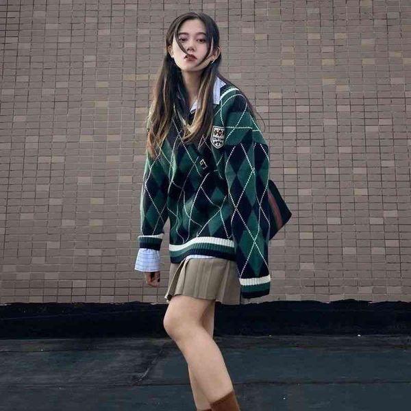 women's sweaters y2k preppy style vintage checkered cardigan autumn and winter korean loose v-neck pullover green plaid ry9z, White;black
women's sweaters y2k preppy style vintage checkered cardigan autumn and winter korean loose v-neck pullover green plaid ry9z, White;black