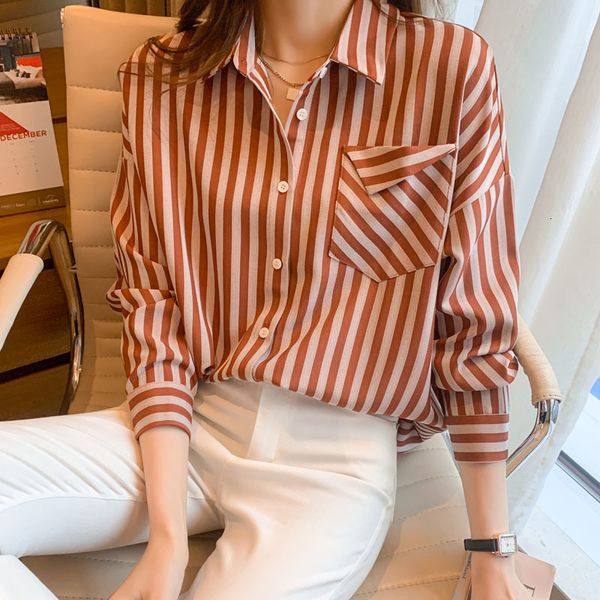 blouses spring female striped collar single-breasted loose blouses & shirts coffee stripe pocket shirt, White
blouses spring female striped collar single-breasted loose blouses & shirts coffee stripe pocket shirt, White