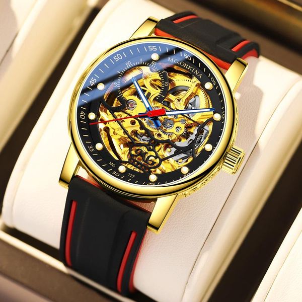 wristwatches relogio masculino mgorkina skeleton watch men watches silicone strap automatic 2021 sport mechanical, Slivery;brown
wristwatches relogio masculino mgorkina skeleton watch men watches silicone strap automatic 2021 sport mechanical, Slivery;brown