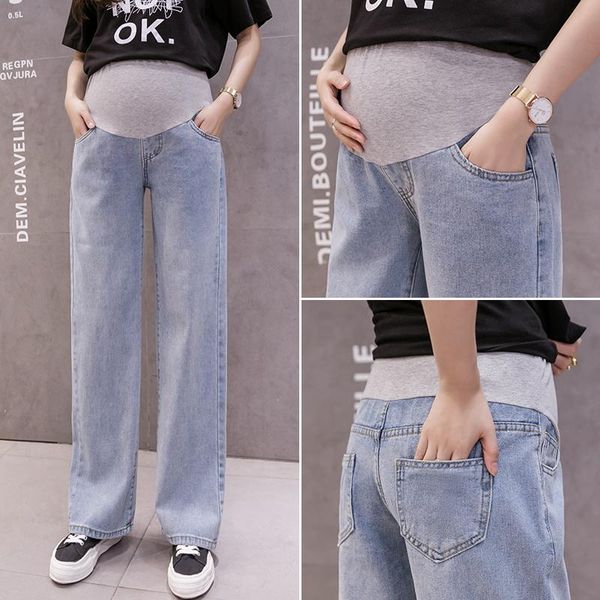 maternity bottoms 6609# autumn denim full long jeans wide leg loose elastic waist belly straight pants clothes for pregnant women casual, White
maternity bottoms 6609# autumn denim full long jeans wide leg loose elastic waist belly straight pants clothes for pregnant women casual, White