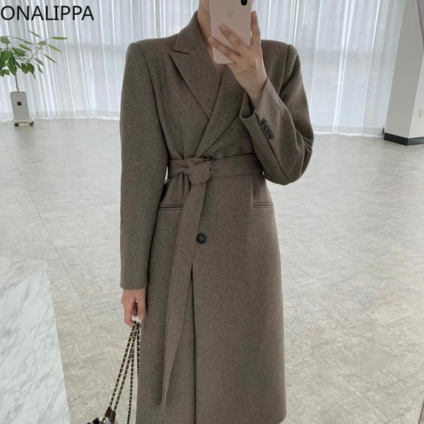 women's jackets onalippa 2021 winter woolen coat female french elegant temperament suit collar two buckles side waist warm long-sleeved, Black;brown
women's jackets onalippa 2021 winter woolen coat female french elegant temperament suit collar two buckles side waist warm long-sleeved, Black;brown