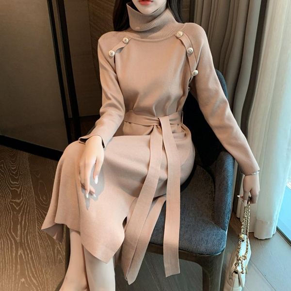 casual dresses autumn and winter vintage lace-up split buttons print patchwork sweater turtleneck long sleeve knit solid color dress, Black;gray
casual dresses autumn and winter vintage lace-up split buttons print patchwork sweater turtleneck long sleeve knit solid color dress, Black;gray
