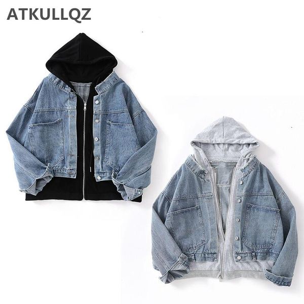 women's jackets korean spring autumn denim jacket loose fake two hooded zipper casual streetwear, Black;brown
women's jackets korean spring autumn denim jacket loose fake two hooded zipper casual streetwear, Black;brown