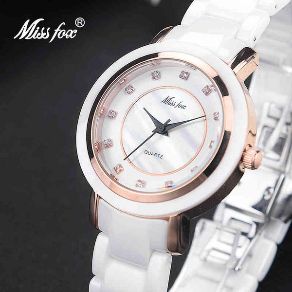 missfox white fashion brand rose gold women ceramic gift steel butterfly clasp super cool summer watches, Slivery;brown
missfox white fashion brand rose gold women ceramic gift steel butterfly clasp super cool summer watches, Slivery;brown