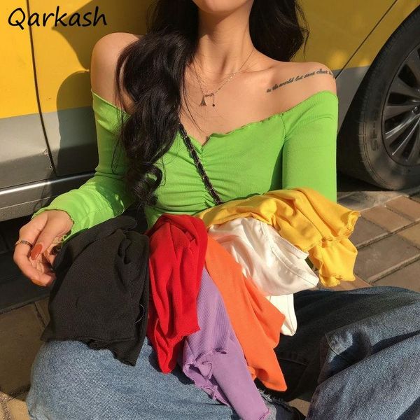 women's t-shirt long sleeve t-shirts women spring solid slash neck folds skinny crop girls all-match slim stylish ins chic ulzzang, White
women's t-shirt long sleeve t-shirts women spring solid slash neck folds skinny crop girls all-match slim stylish ins chic ulzzang, White