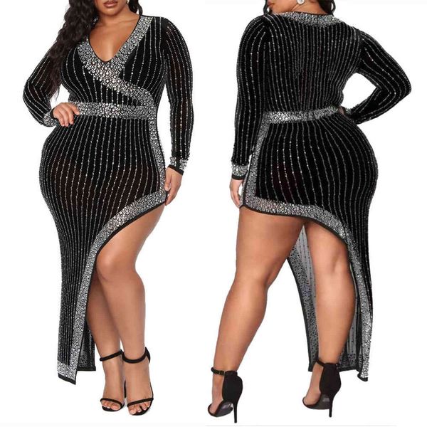 luxurious rhinestones women party dress plus size irregular v neck long sleeves stunning lady dresses real pictures 211116, Black
luxurious rhinestones women party dress plus size irregular v neck long sleeves stunning lady dresses real pictures 211116, Black