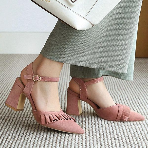dress shoes coolulu women slingback pumps ruffles pointed toe d'orsay flock square high heel ankle strap size 34-43, Black
dress shoes coolulu women slingback pumps ruffles pointed toe d'orsay flock square high heel ankle strap size 34-43, Black