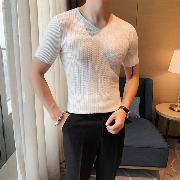 men's t-shirts quality british style summer v neck knitted men clothing 2021 slim fit casual short sleeve tee shirt homme streetwear, White;black
men's t-shirts quality british style summer v neck knitted men clothing 2021 slim fit casual short sleeve tee shirt homme streetwear, White;black