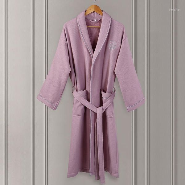 men's sleepwear winter robes men women 100% cotton waffle thickened five-star el home bathrobe terry towel absorbent bath, Black;brown
men's sleepwear winter robes men women 100% cotton waffle thickened five-star el home bathrobe terry towel absorbent bath, Black;brown