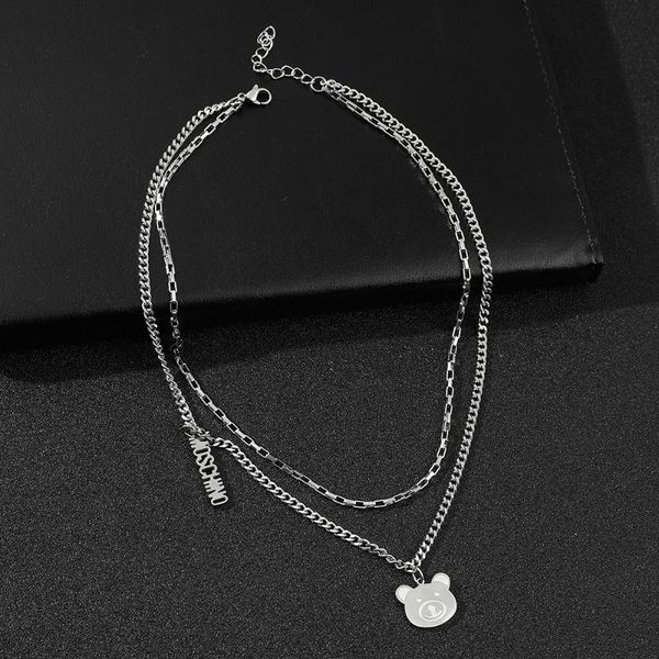 pendant necklaces creative bear letter double necklace european and american stainless steel animal jewelry simple sweet short chain cool, Silver
pendant necklaces creative bear letter double necklace european and american stainless steel animal jewelry simple sweet short chain cool, Silver