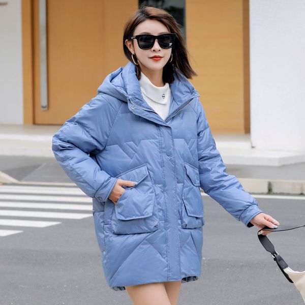 white duck 2021 winter new korean down women's medium and long thickened bright face versatile jacket, Black
white duck 2021 winter new korean down women's medium and long thickened bright face versatile jacket, Black