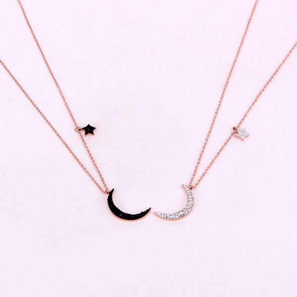 x3-204 black full diamond star moon short rose gold necklace trendsetter versatile clay drill clavicle chain, Silver
x3-204 black full diamond star moon short rose gold necklace trendsetter versatile clay drill clavicle chain, Silver