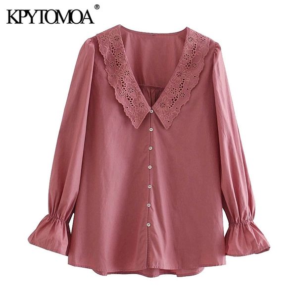 women fashion with embroidered lapels loose blouses long sleeve button-up female shirts blusas chic 210420, White
women fashion with embroidered lapels loose blouses long sleeve button-up female shirts blusas chic 210420, White